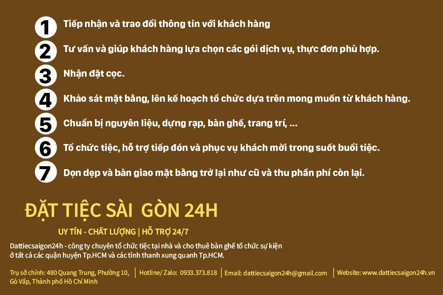 Quy trình đặt/tổ chức nấu tiệc tại nhà TPHCM